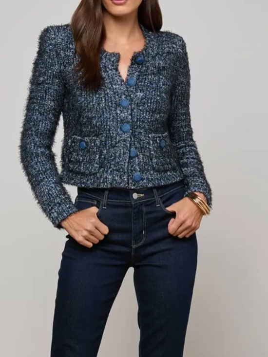 L'AGENCE Sweaters - L'Agence Una Navy Multi Cardigan